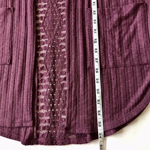 Xhilaration Open Cardigan Sweater Women’s Size‎  Medium Burgundy Lace Details - Picture 8 of 8